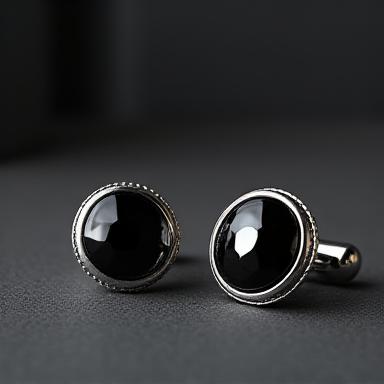 Black onyx silver cufflinks